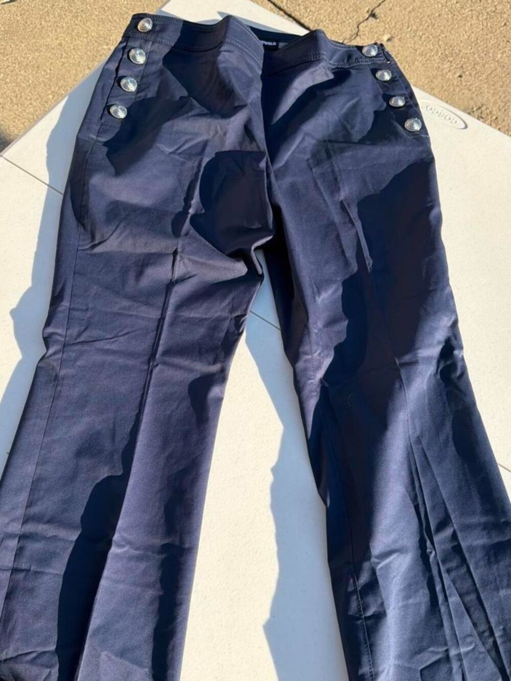 Karl Lagerfeld Women's Navy and Blue Tailored-trousers pants 12 petite